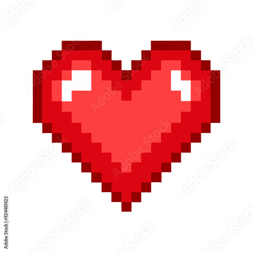 Pixelated Red Heart - Transparent Background Vector