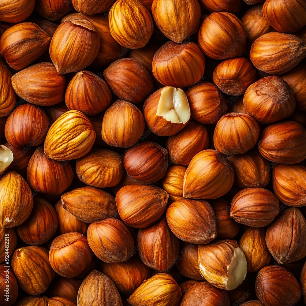 A pile of hazelnuts with a bite taken out of it A pile of hazelnuts with a bite taken out of it