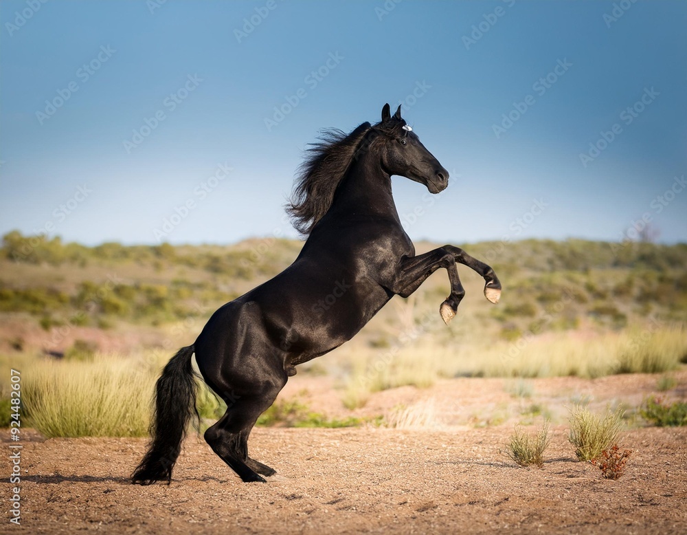 black horse rearing up on its hind legs black horse rearing up on its hind legs