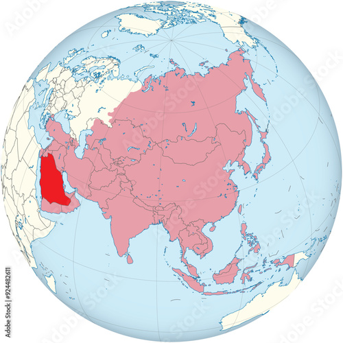 Highlighted map of SAUDI ARABIA inside detailed blank flat political map of the Asian continent on isolated background