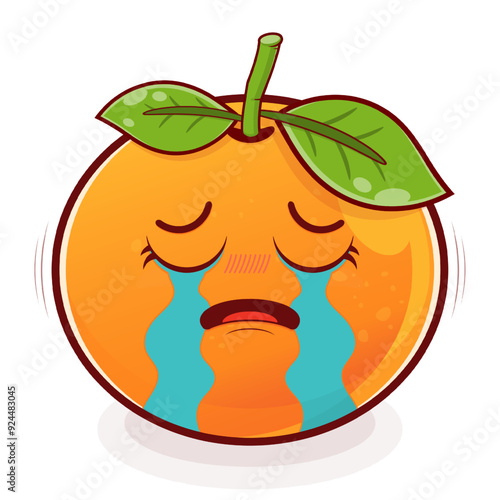 orange crying face cartoon cute
