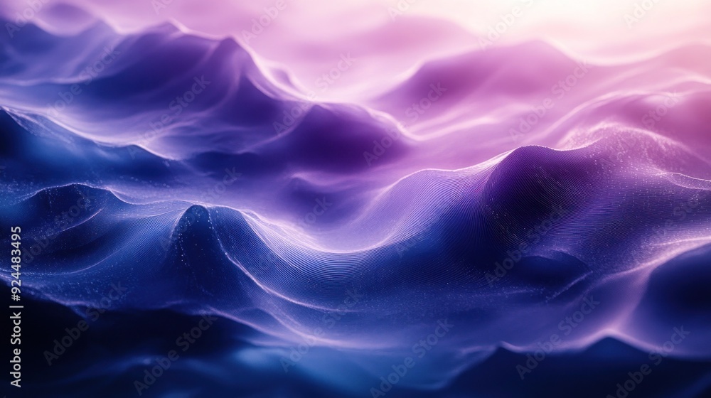 Obraz premium Flowing waves with violet-pink hues under gentle light.