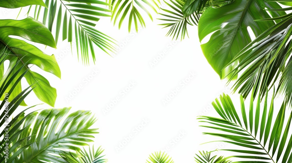 Green Tropical leaves frame Background Green Tropical leaves frame Background