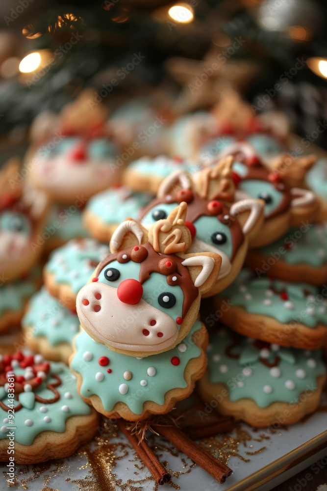 Festive Reindeer Cookies on a Holiday Table Setting Festive Reindeer Cookies on a Holiday Table Setting