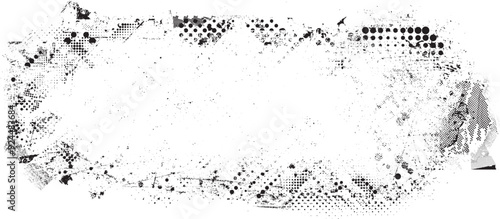 Glitch distorted grange shape . Noise grungy logo . Trendy defect error shapes . Glitched frame .Grunge textured . Distressed effect .Vector shapes