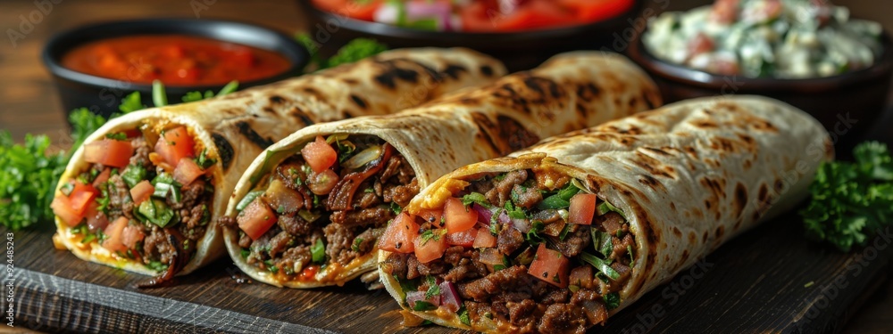 Fototapeta premium Shawarma Upgrade: Reinvent the classic shawarma with new fillings or sauces.