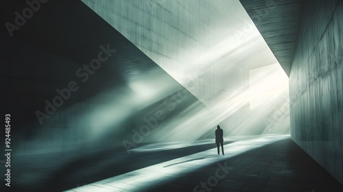 Fototapeta Naklejka Na Ścianę i Meble -  13. Intersecting beams of light and shadow creating a dynamic and visually engaging 3D scene