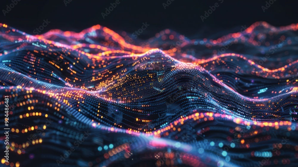 Abstract Digital Landscape with Glowing Particles Abstract Digital Landscape with Glowing Particles