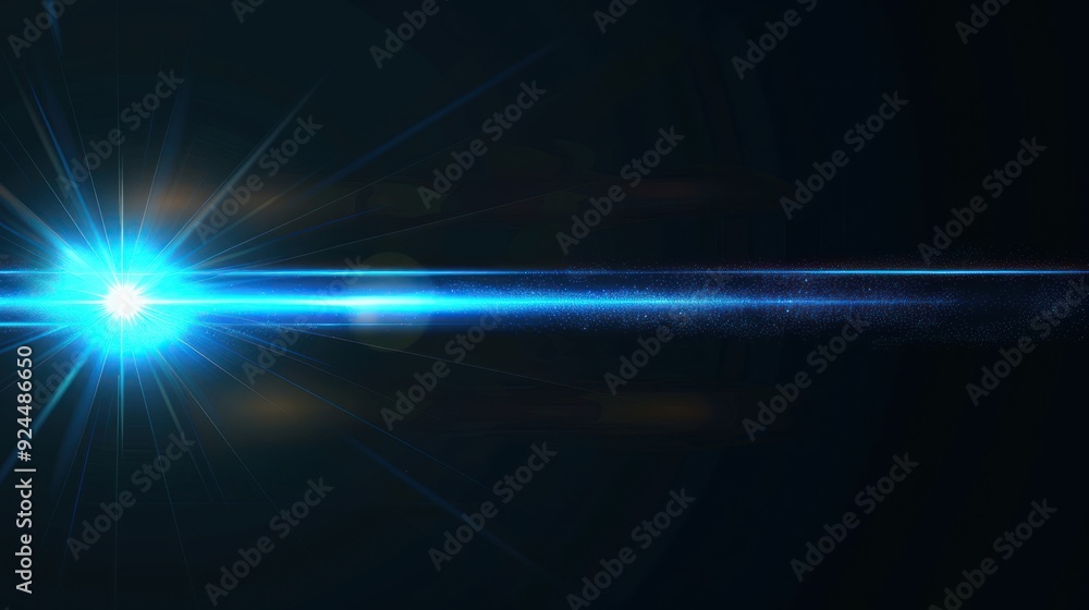 Blue Light Flare with Sparkles on Black Background Blue Light Flare with Sparkles on Black Background