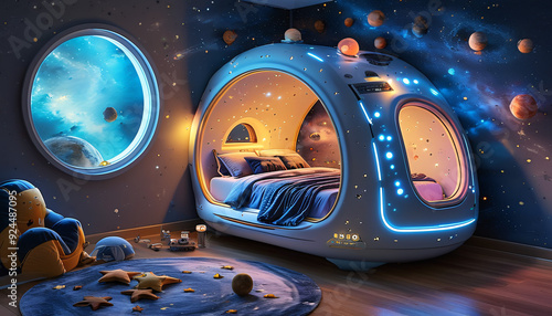 Boy's Fun Space Capsule Bed