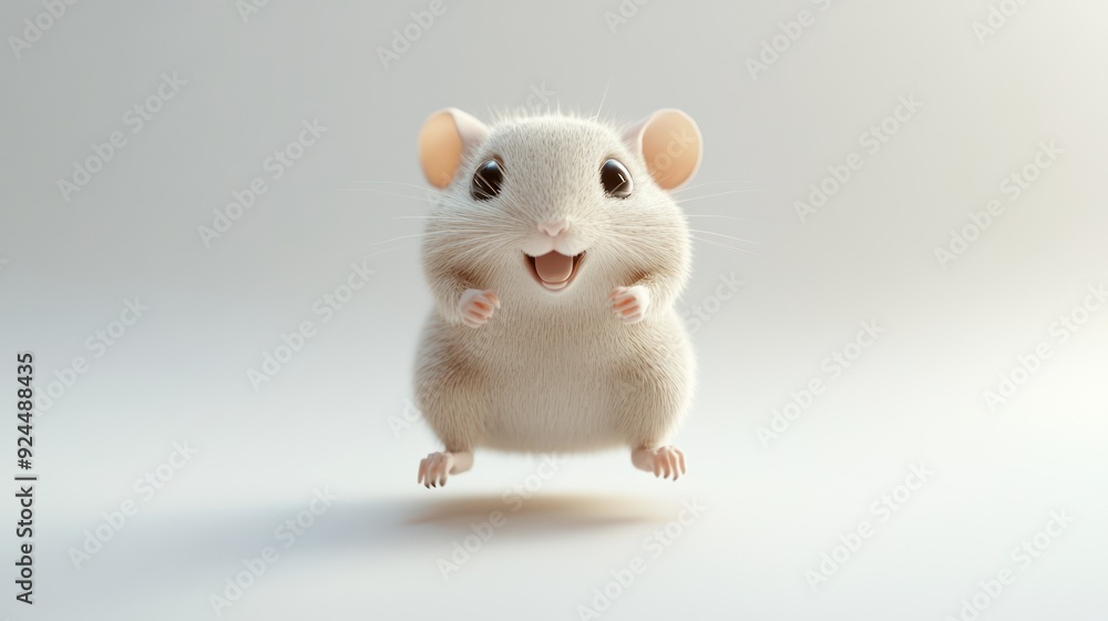 Cute White Hamster with Big Eyes Showing a Happy Expression against a Soft Light Background Cute White Hamster with Big Eyes Showing a Happy Expression against a Soft Light Background
