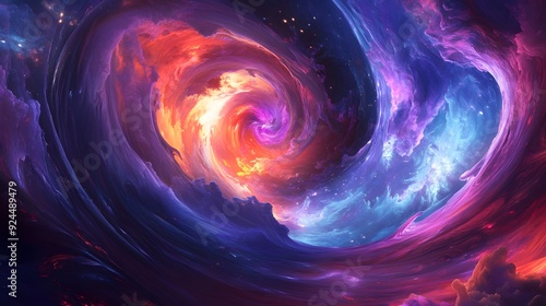 38. A swirling maelstrom of color and light with a dynamic, high-tech appearance
