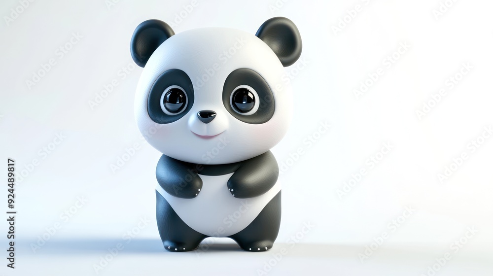 Cute Cartoon Panda Toy With Adorable Big Eyes Isolated On White Background Cute Cartoon Panda Toy With Adorable Big Eyes Isolated On White Background