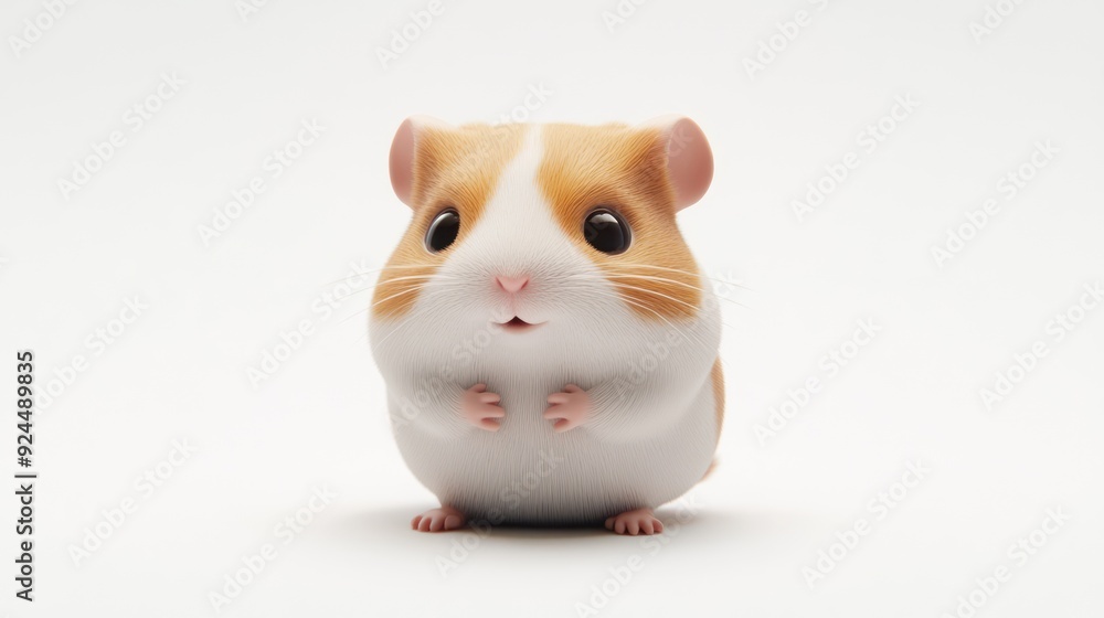 Adorable Hamster Close-up Against White Background in Studio Light Adorable Hamster Close-up Against White Background in Studio Light
