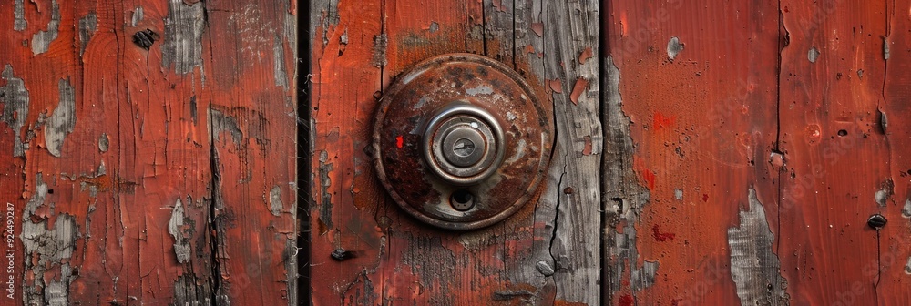 Fototapeta premium A vintage, worn brown doorbell