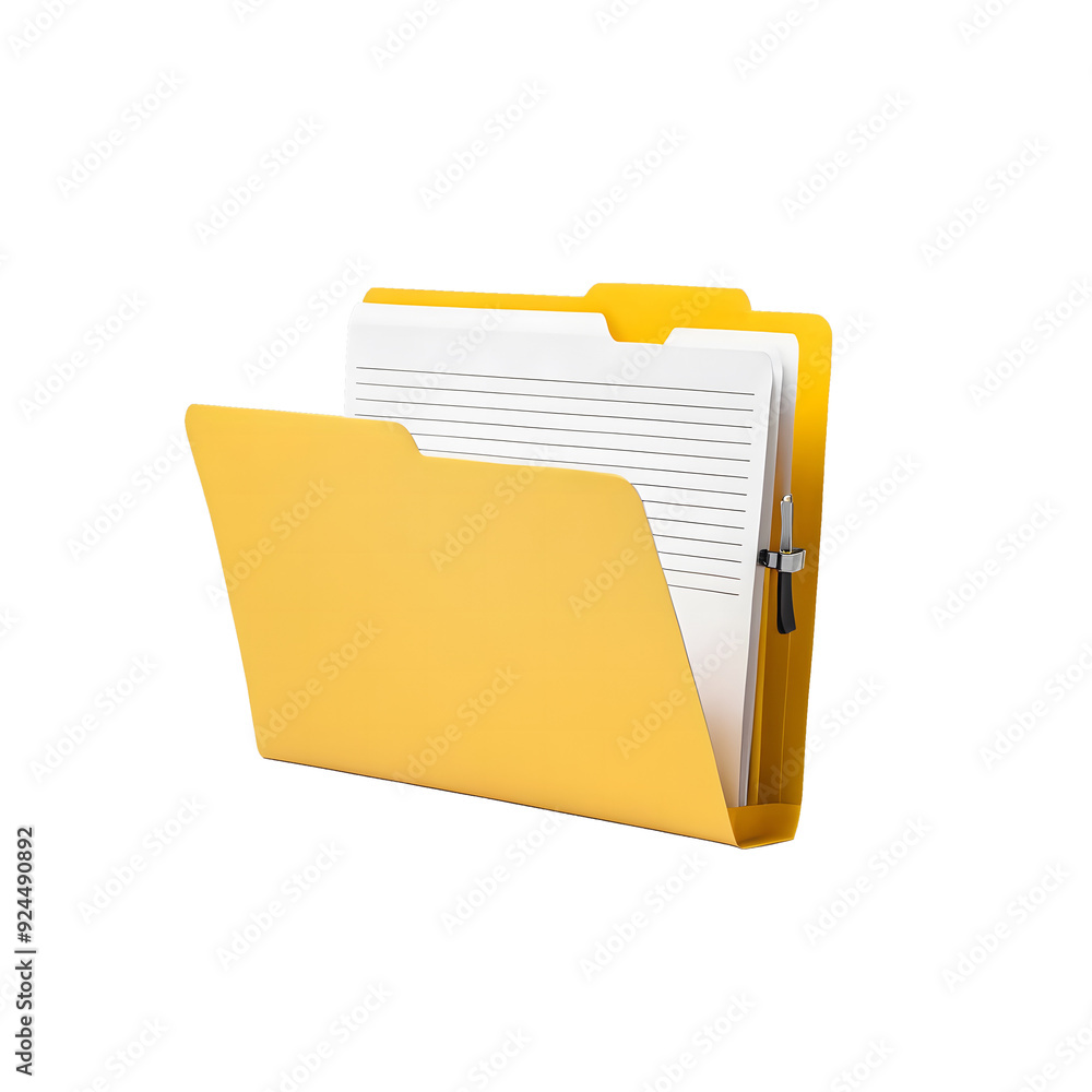 Yellow File Folder isolated on transparent background Yellow File Folder isolated on transparent background