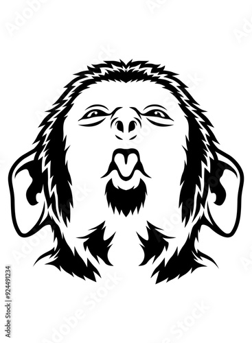 Funny Monkey Illustration, Animal Face Clipart, Jungle Creature Cut File, Forest Life Shirt Vector, Wild Party Decor Stencil, Zoo Crew, Safari, Tongue Out