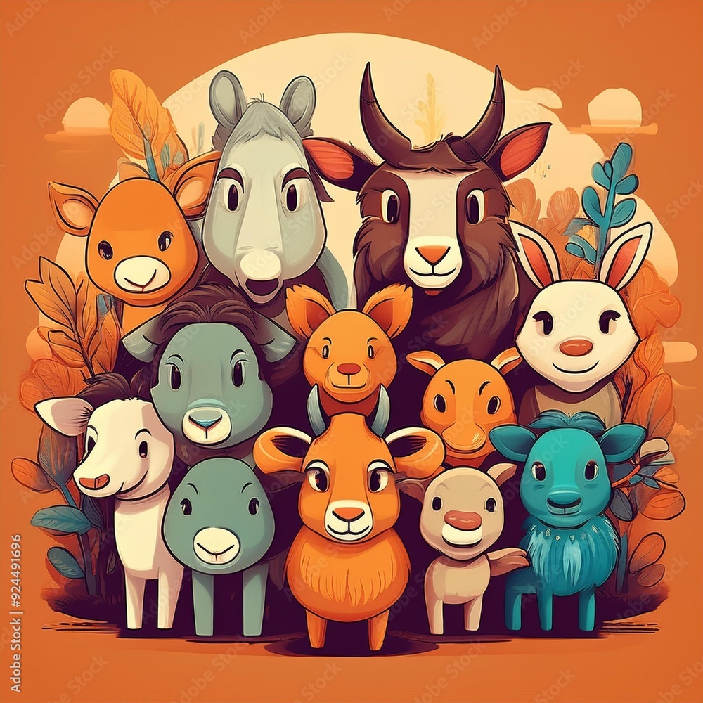Obraz premium farm animals collection