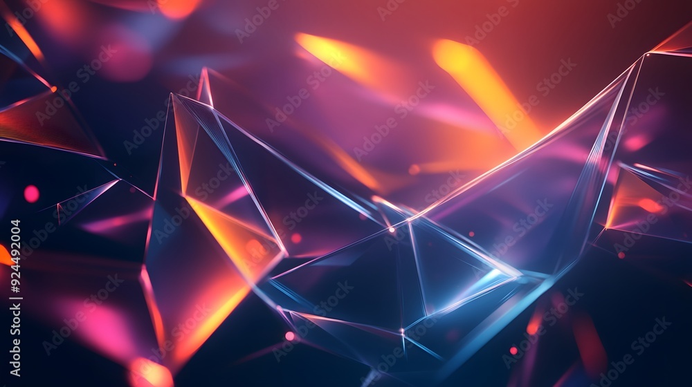 56. Abstract geometric forms with glowing edges and translucent textures against a dark background 56. Abstract geometric forms with glowing edges and translucent textures against a dark background