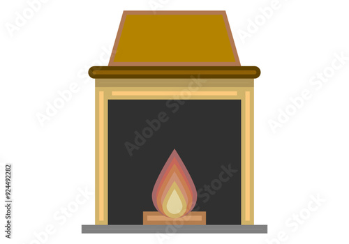 Chimenea rural o rústica con hoguera y fuego