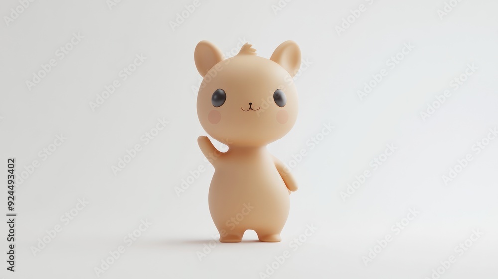 Cute smiling cartoon animal with big eyes on white background Cute smiling cartoon animal with big eyes on white background