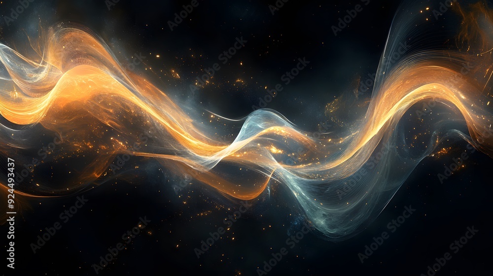 Fototapeta premium 65. Abstract ribbons of light intertwining in a dark, cosmic space with a sense of fluid motion