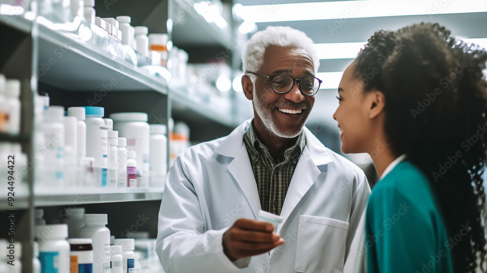 Pharmacist, medicine and help for woman customer at the counter for pills, help and information on treatment. Pharmacy, consulting and girl asking questions from healthcare worker, advice and trust Pharmacist, medicine and help for woman customer at the counter for pills, help and information on treatment. Pharmacy, consulting and girl asking questions from healthcare worker, advice and trust