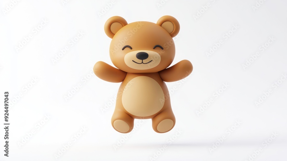 Adorable Brown Teddy Bear Jumping with a White Background Adorable Brown Teddy Bear Jumping with a White Background