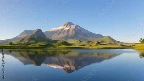 Mountain with lake