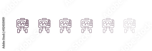 defibrillator outline icon. Linear vector from health and medical concept. 6 different line style defibrillator icon included thin, light, regular, medium, bold, black