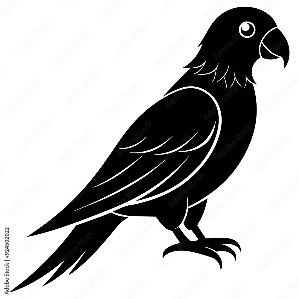 Fototapeta premium Cute Parrot bird Silhouette vector illustration