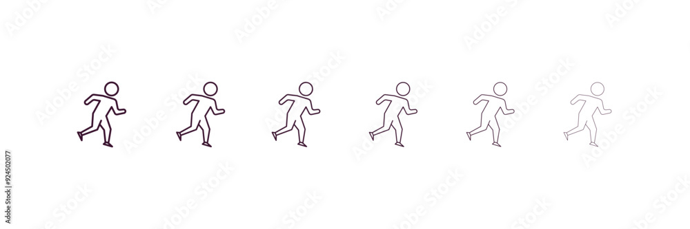 running outline icon. Linear vector from health and medical concept. 6 different line style running icon included thin, light, regular, medium, bold, black running outline icon. Linear vector from health and medical concept. 6 different line style running icon included thin, light, regular, medium, bold, black