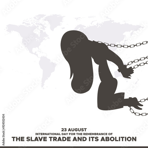 International Day for the Remembrance of the Slave Trade and its Abolition, 23 August, greeting card, stock illustration. 