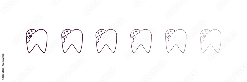 caries outline icon. Linear vector from health and medical concept. 6 different line style caries icon included thin, light, regular, medium, bold, black caries outline icon. Linear vector from health and medical concept. 6 different line style caries icon included thin, light, regular, medium, bold, black