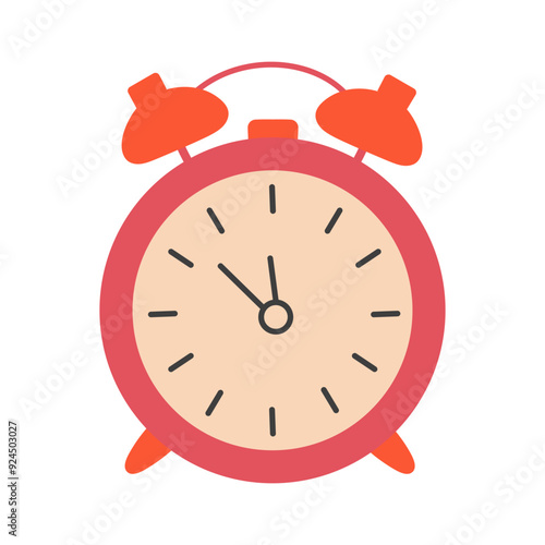 Alarm clock. Reminder and deadline notice symbol. Flat cartoon style.