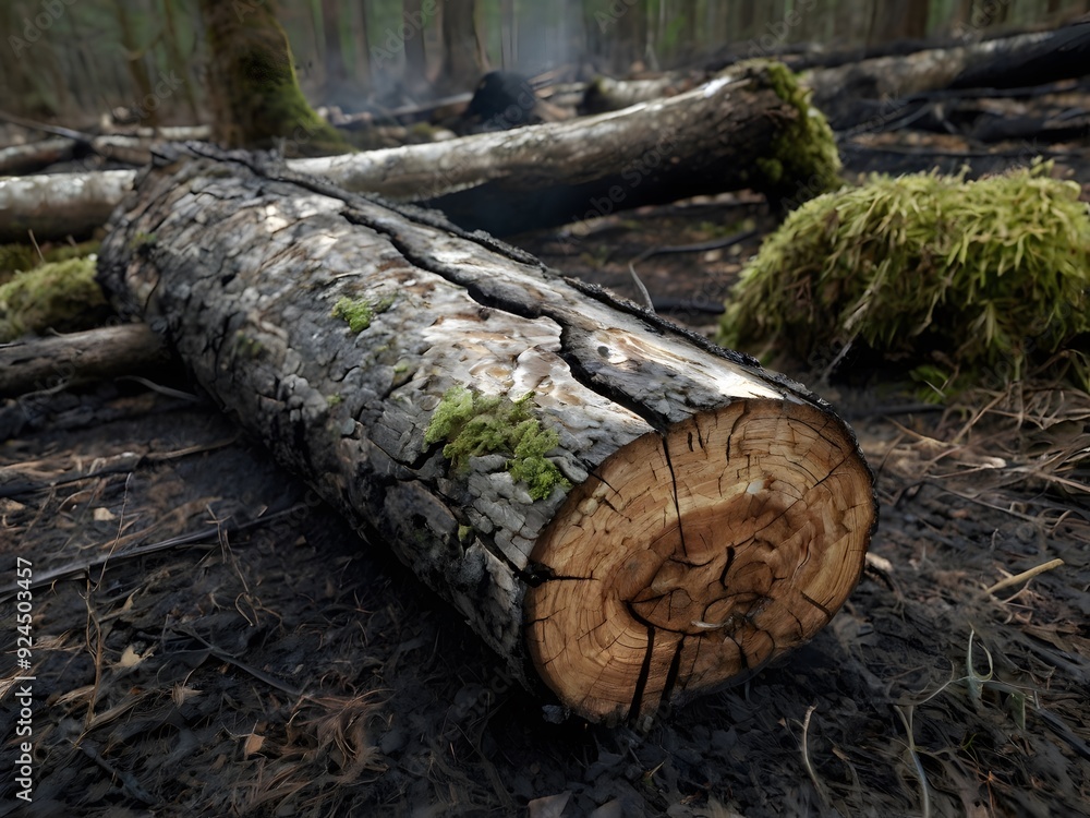 Charred Tree Trunk in a Forest Charred Tree Trunk in a Forest