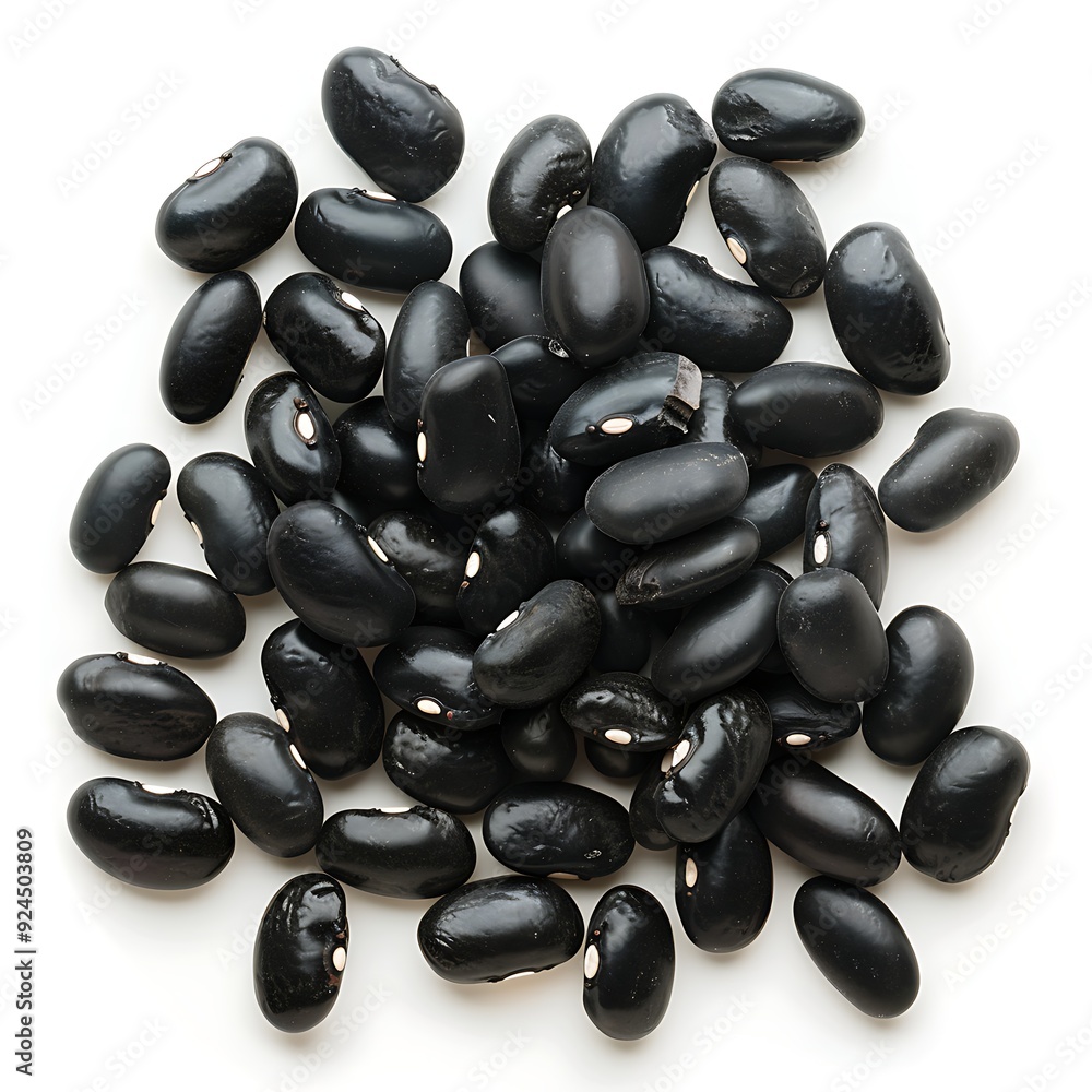 Black beans on white background. Black beans on white background.