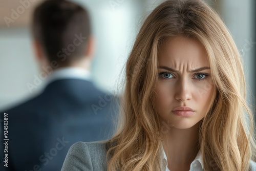 Woman Defending Herself From Sexual Harassment By Boss, Generative AI