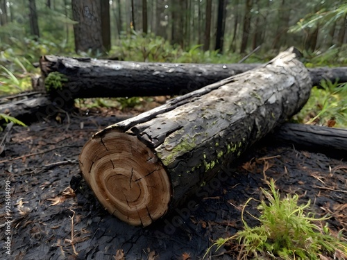 Close-Up of a Fallen Log in a Forest