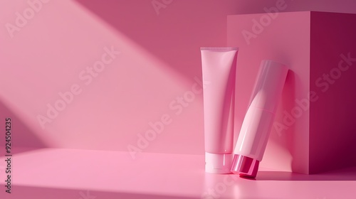 Wallpaper Mural Beauty products in the studio. Cosmetic products on pink background. Torontodigital.ca