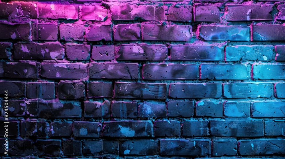Fototapeta premium Neon Brick Wall with Vibrant Colors