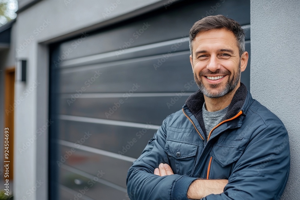 Garage Door Installation And Repair At Home. Contractor Man, Generative AI Garage Door Installation And Repair At Home. Contractor Man, Generative AI
