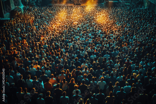 Aerial view of big crowd