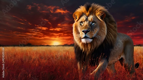 Majestic Lion at Sunset