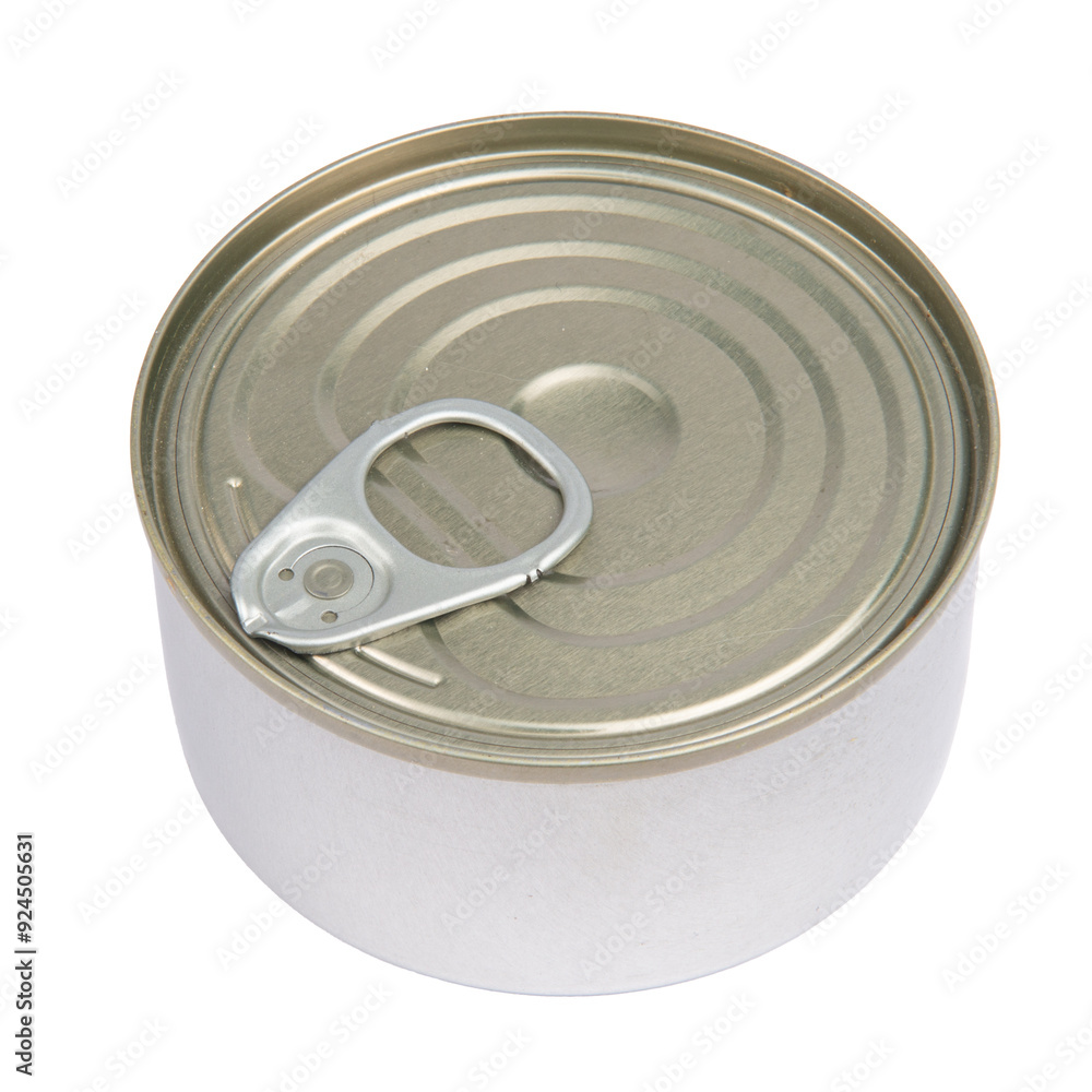 Closed bank of canned food on white background Closed bank of canned food on white background