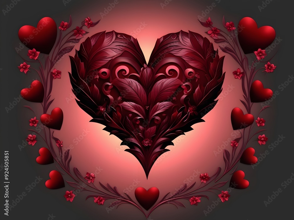 Ornate Heart with Floral Vines Ornate Heart with Floral Vines