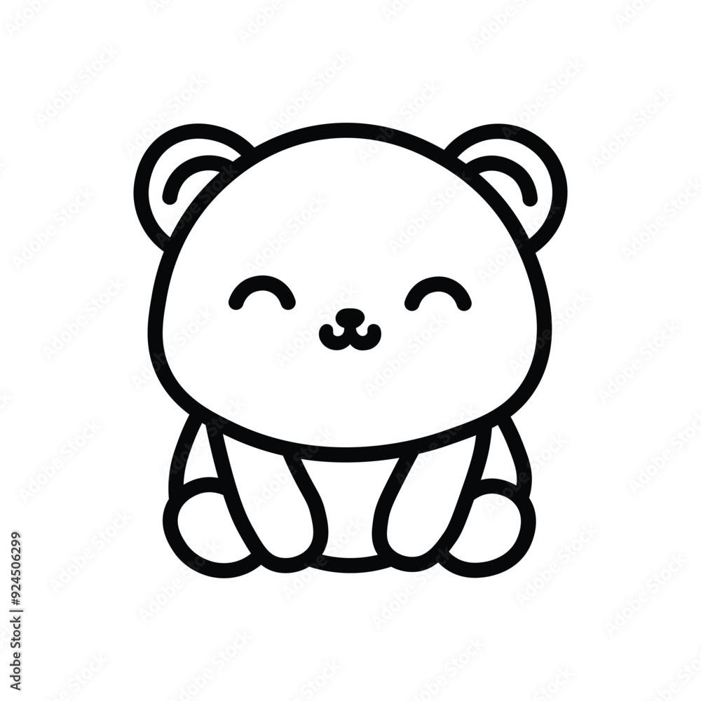Adorable Cartoon Panda Outline - Vector Illustration for Children