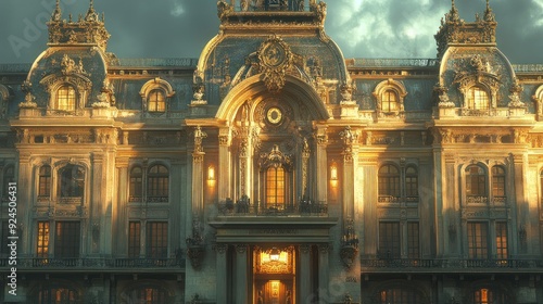 Golden Facade of an Elegant Building