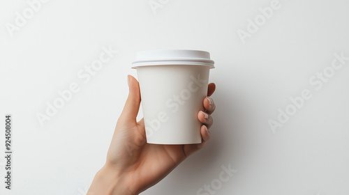 Hand holding white mock up ...