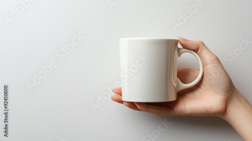 Hand holding white mock up ...